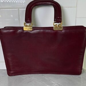 Burgundy Leather Handbag/ Small Briefcase